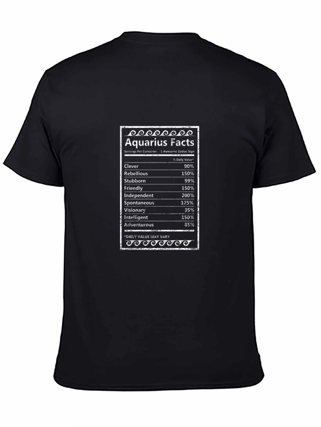 Aquarius Facts Black T-Shirt Zodiac Sign