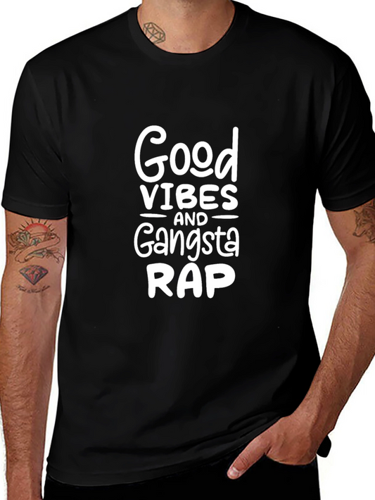 Good Vibes & Gangsta Rap Graphic Tee - Black