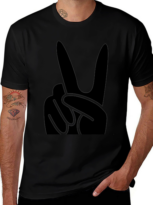 Black T-Shirt with Peace Sign Graphic