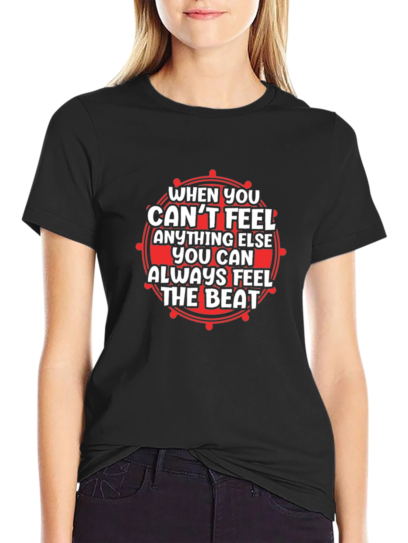 Feel the Beat Black T-Shirt - Music Lover Tee