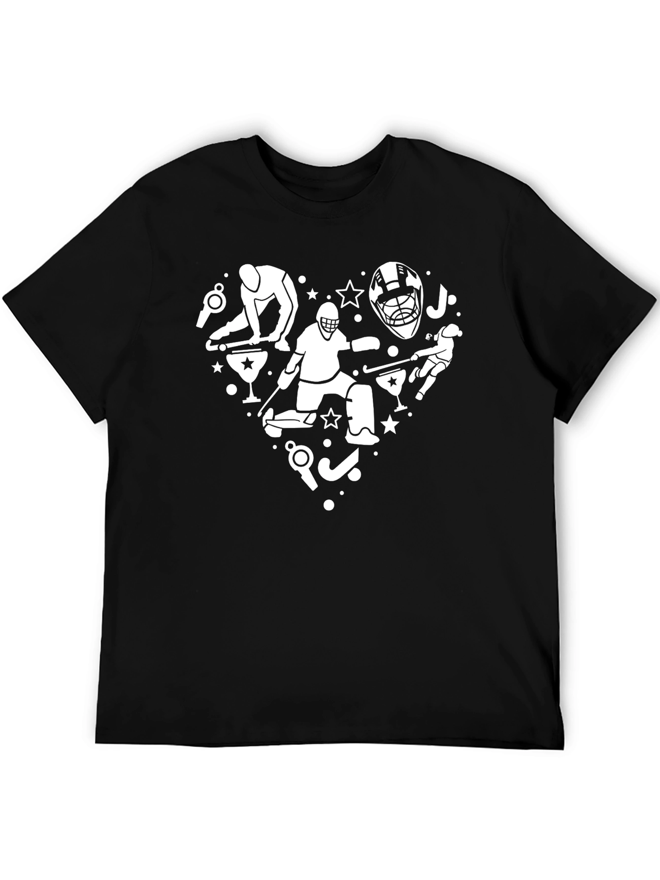 Hockey Love Heart Graphic Tee - Black