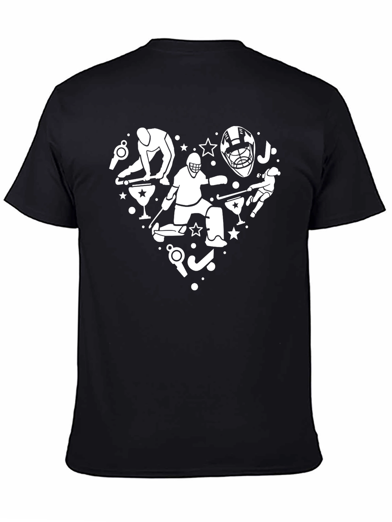 Hockey Love Heart Graphic Tee - Black