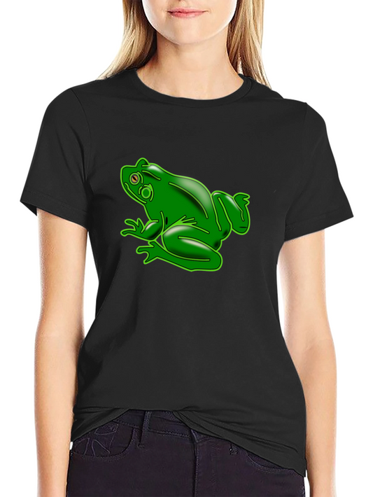 Green Frog Graphic Black T-Shirt
