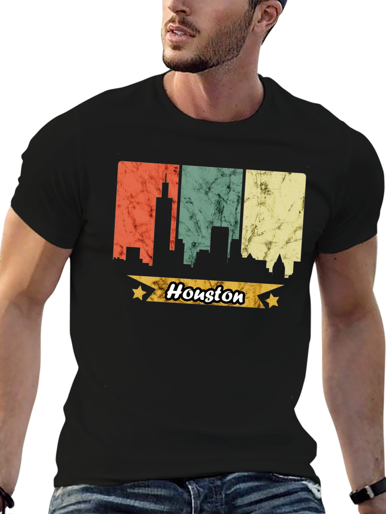 Houston Skyline Retro Graphic T-Shirt