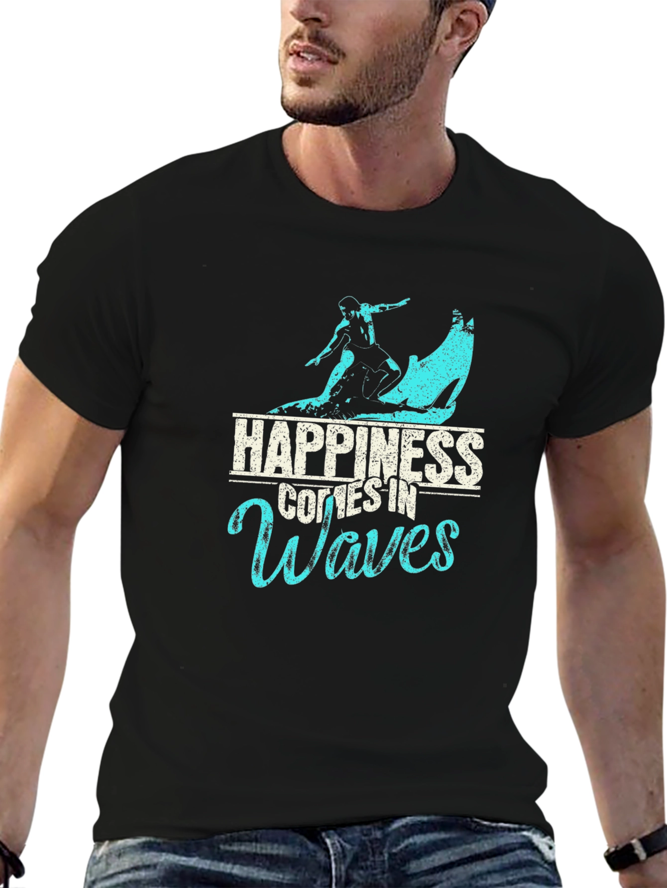 Happiness Comes In Waves Graphic T-Shirt