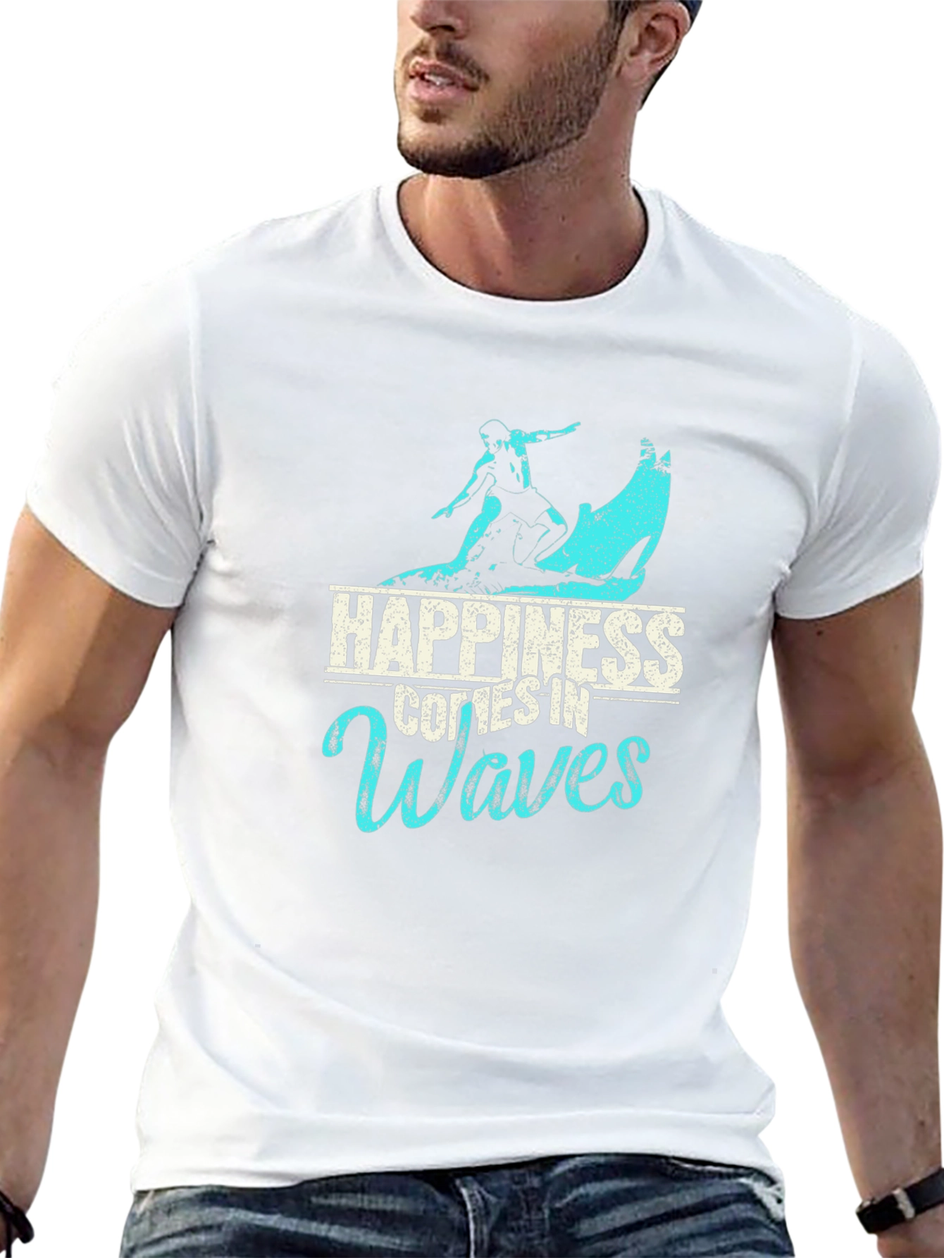 Happiness Comes In Waves Graphic T-Shirt