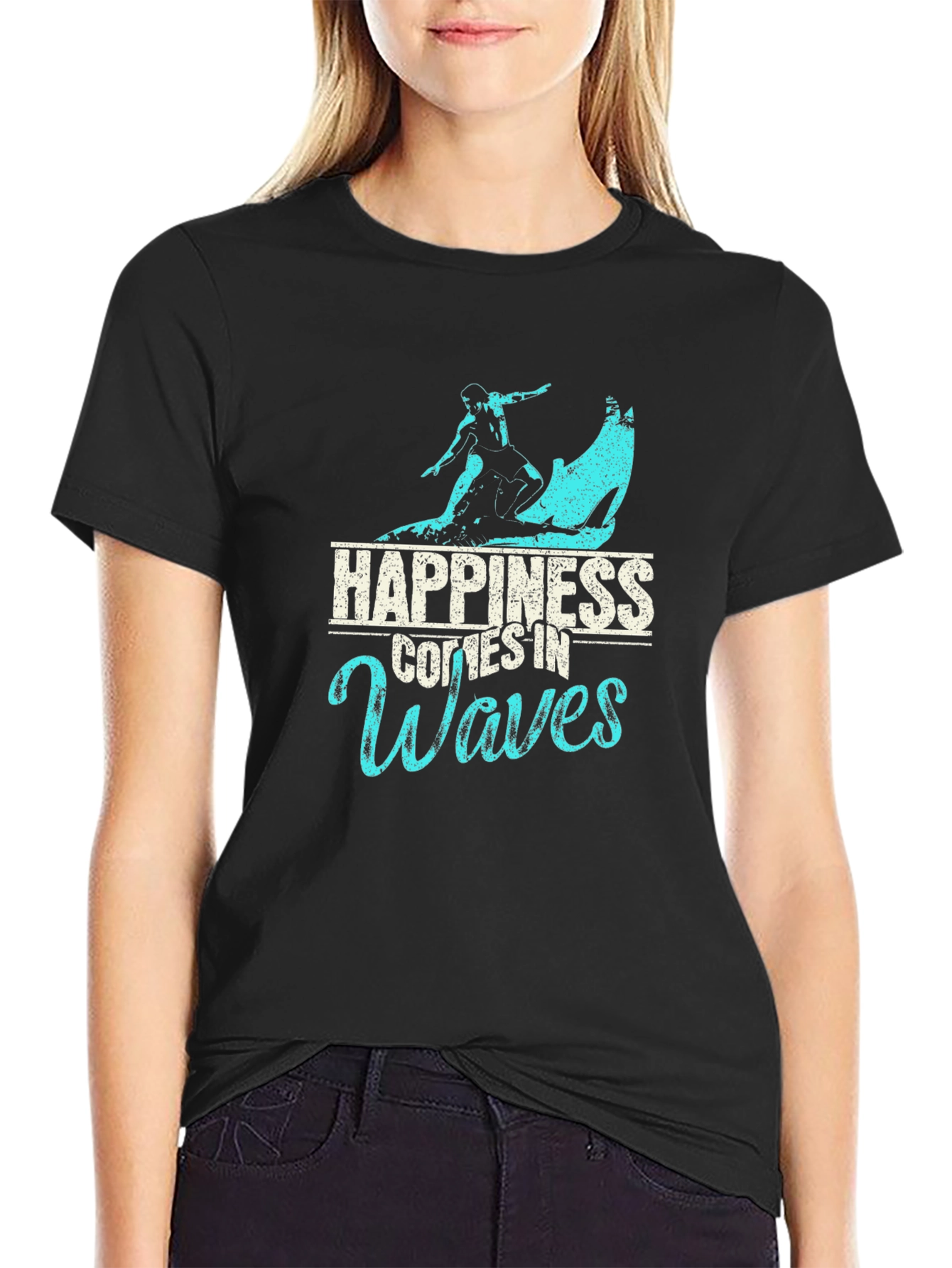 Happiness Comes In Waves Graphic T-Shirt