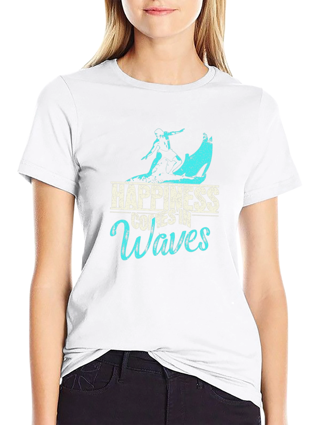 Happiness Comes In Waves Graphic T-Shirt