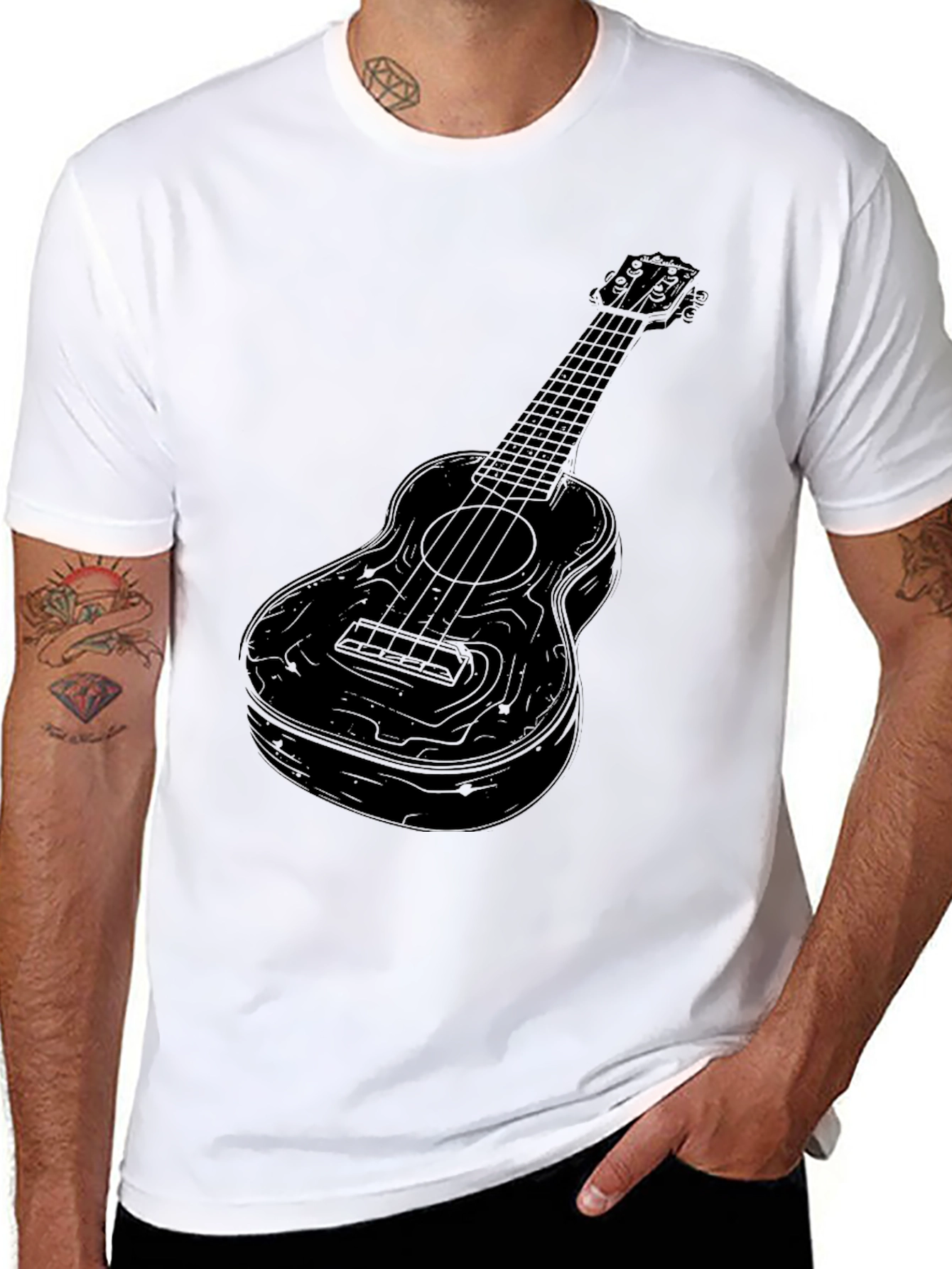 Ukulele Graphic Tee - Mens Black T-Shirt