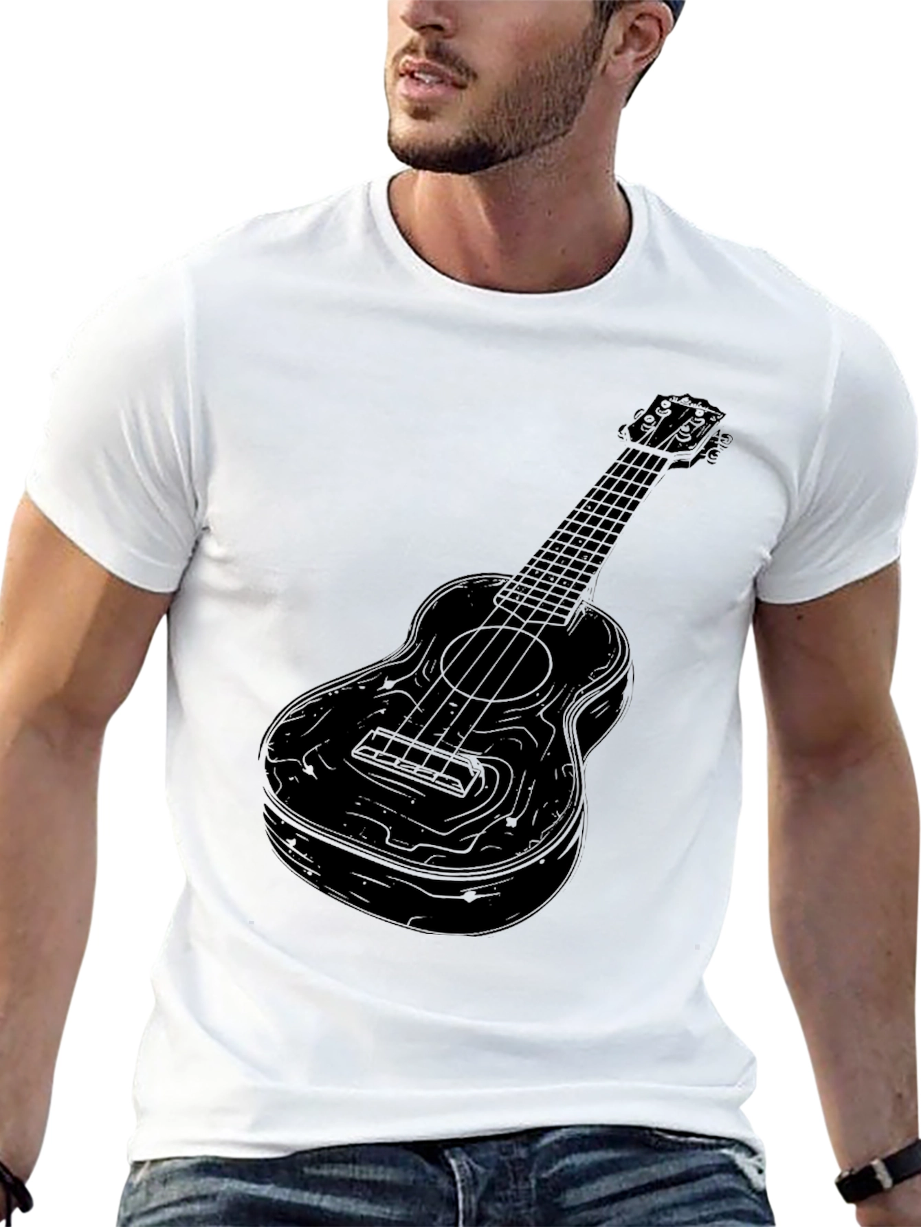 Ukulele Graphic Tee - Mens Black T-Shirt
