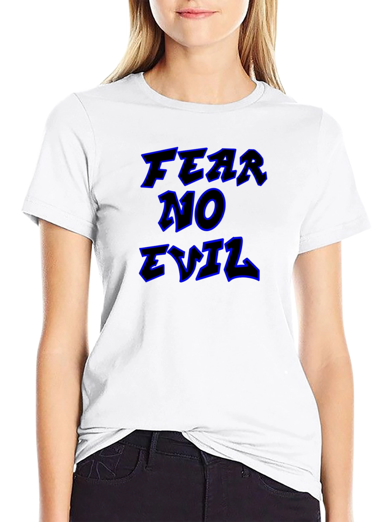 Fear No Evil Graphic Print Black T-Shirt