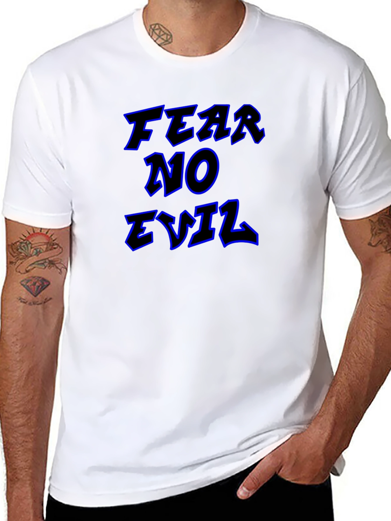 Fear No Evil Graphic Print Black T-Shirt