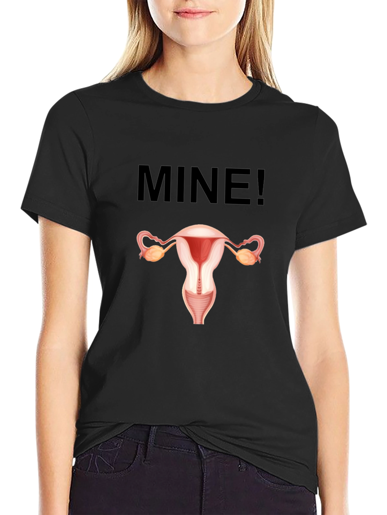 Feminist Uterus MINE! Graphic T-Shirt