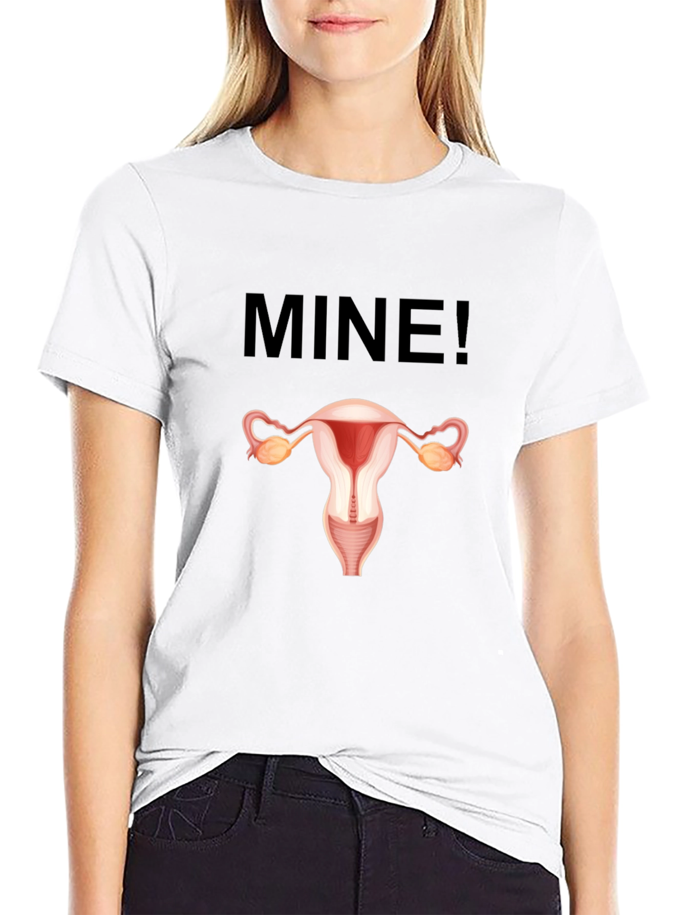 Feminist Uterus MINE! Graphic T-Shirt