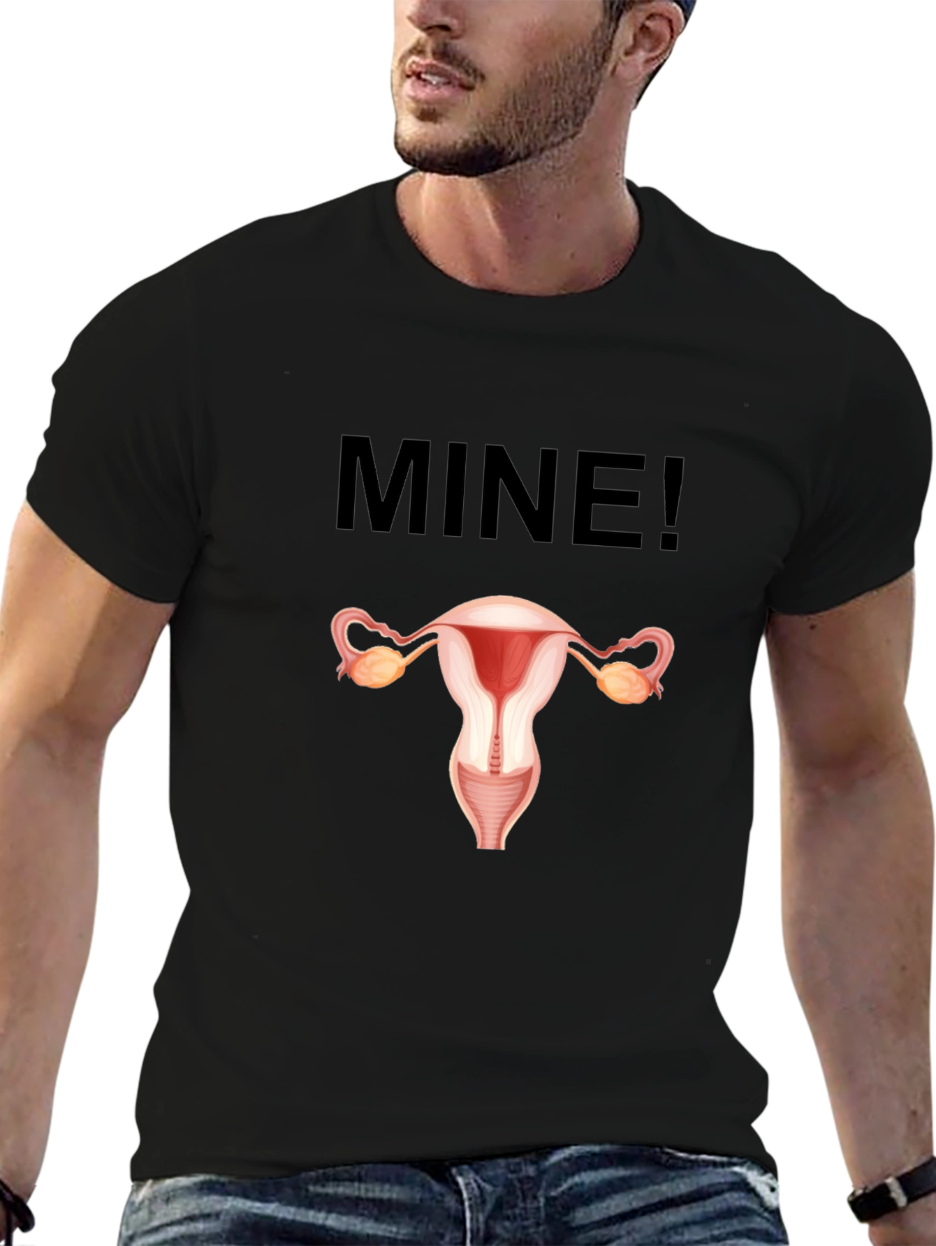 Feminist Uterus MINE! Graphic T-Shirt
