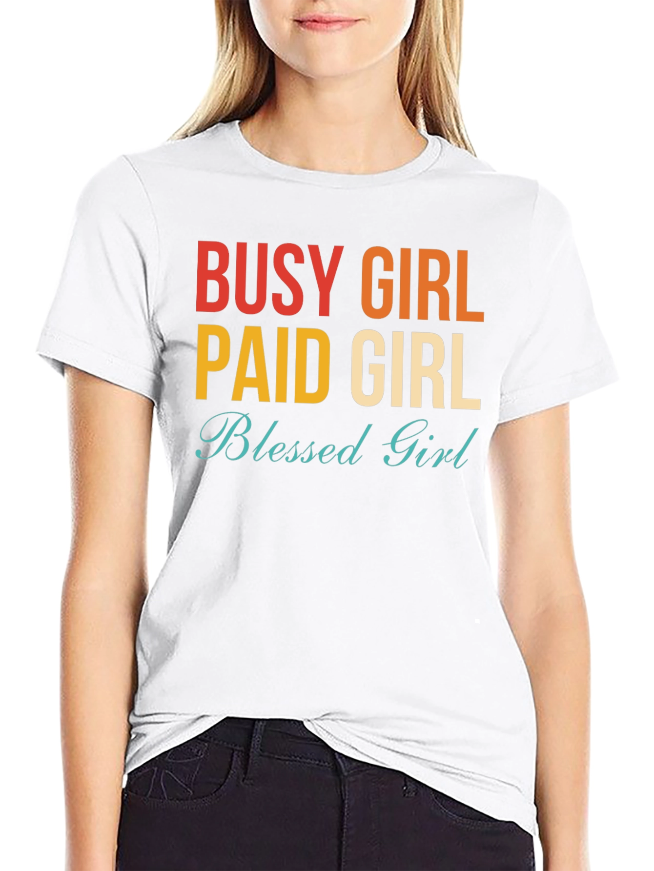 Busy Paid Blessed Girl Graphic Tee - Trendy T-Shirt