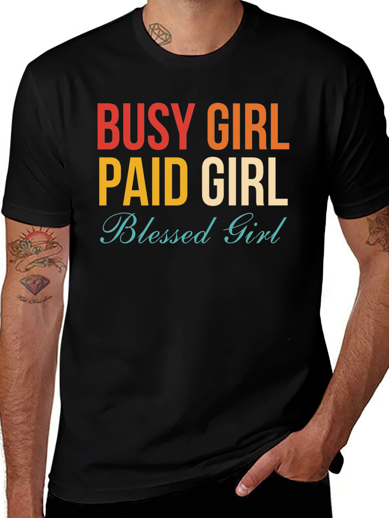 Busy Paid Blessed Girl Graphic Tee - Trendy T-Shirt