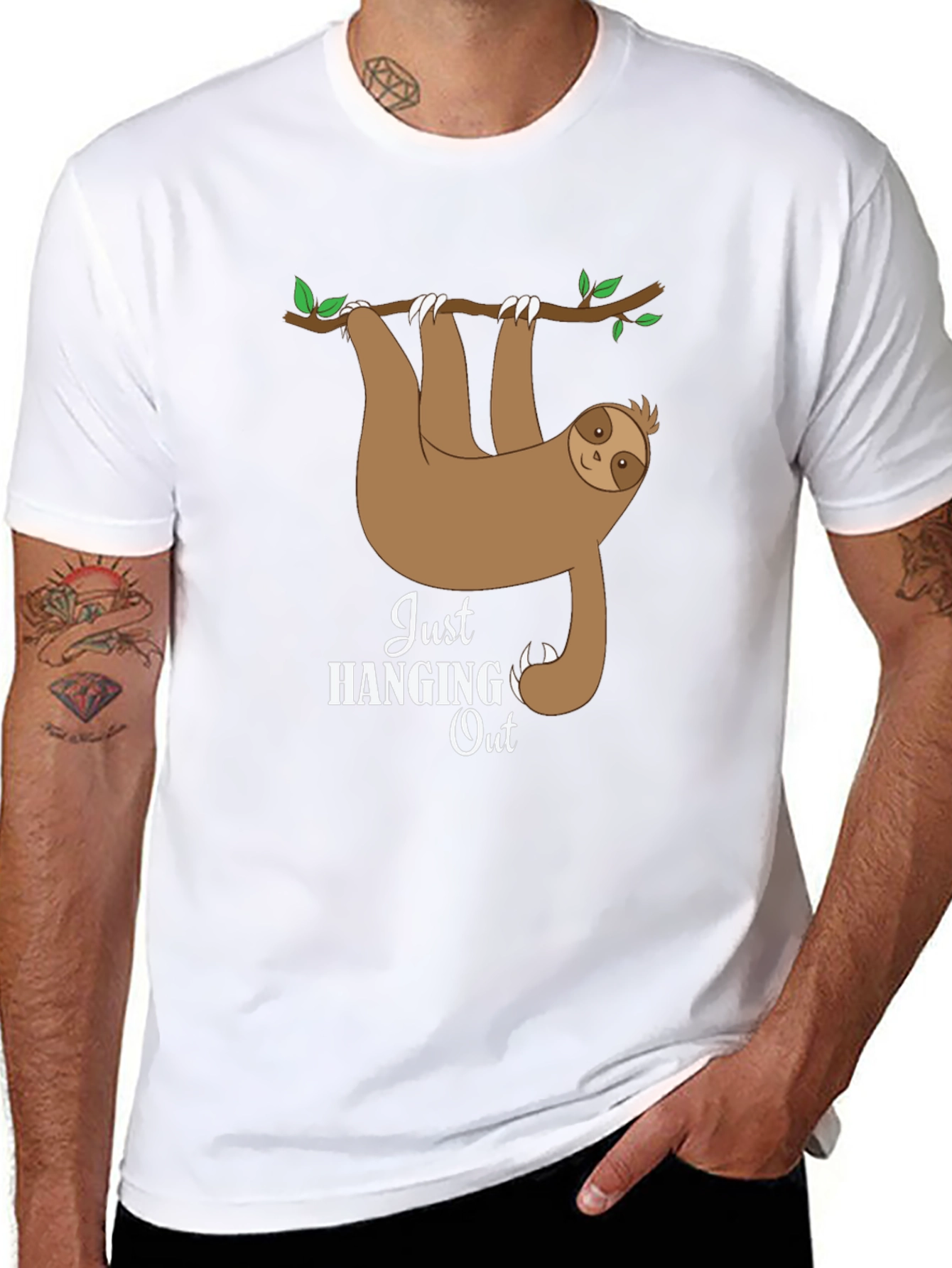 Hanging Sloth Graphic Tee - Just Hanging Out T-Shirt