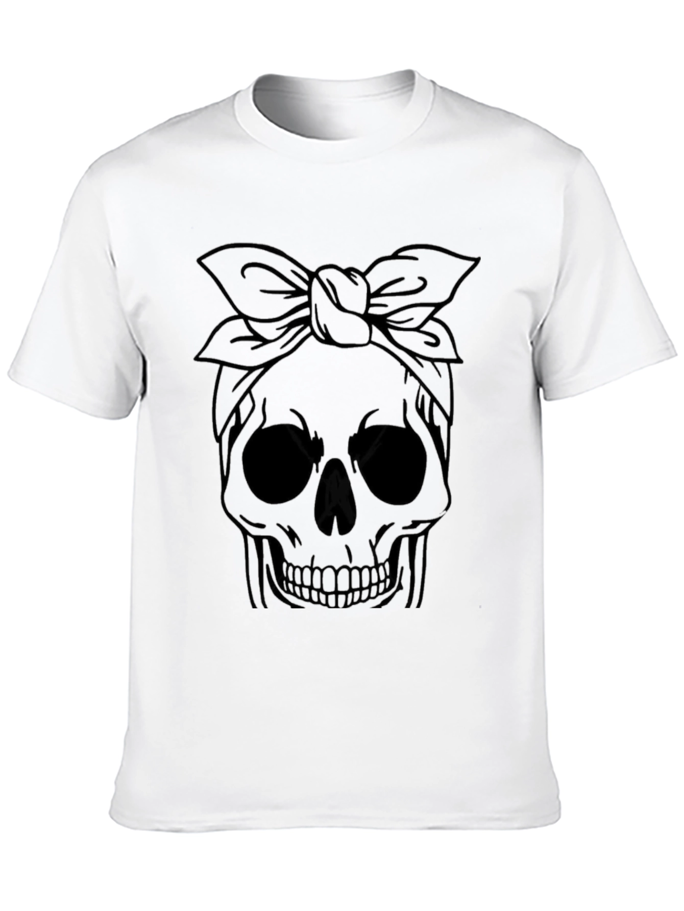 Skull with Bandana Graphic Tee - Classic Black