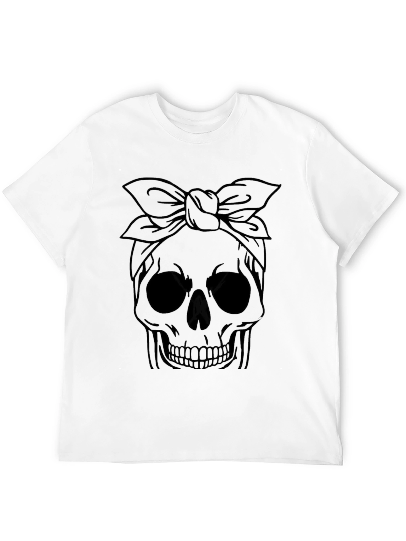 Skull with Bandana Graphic Tee - Classic Black