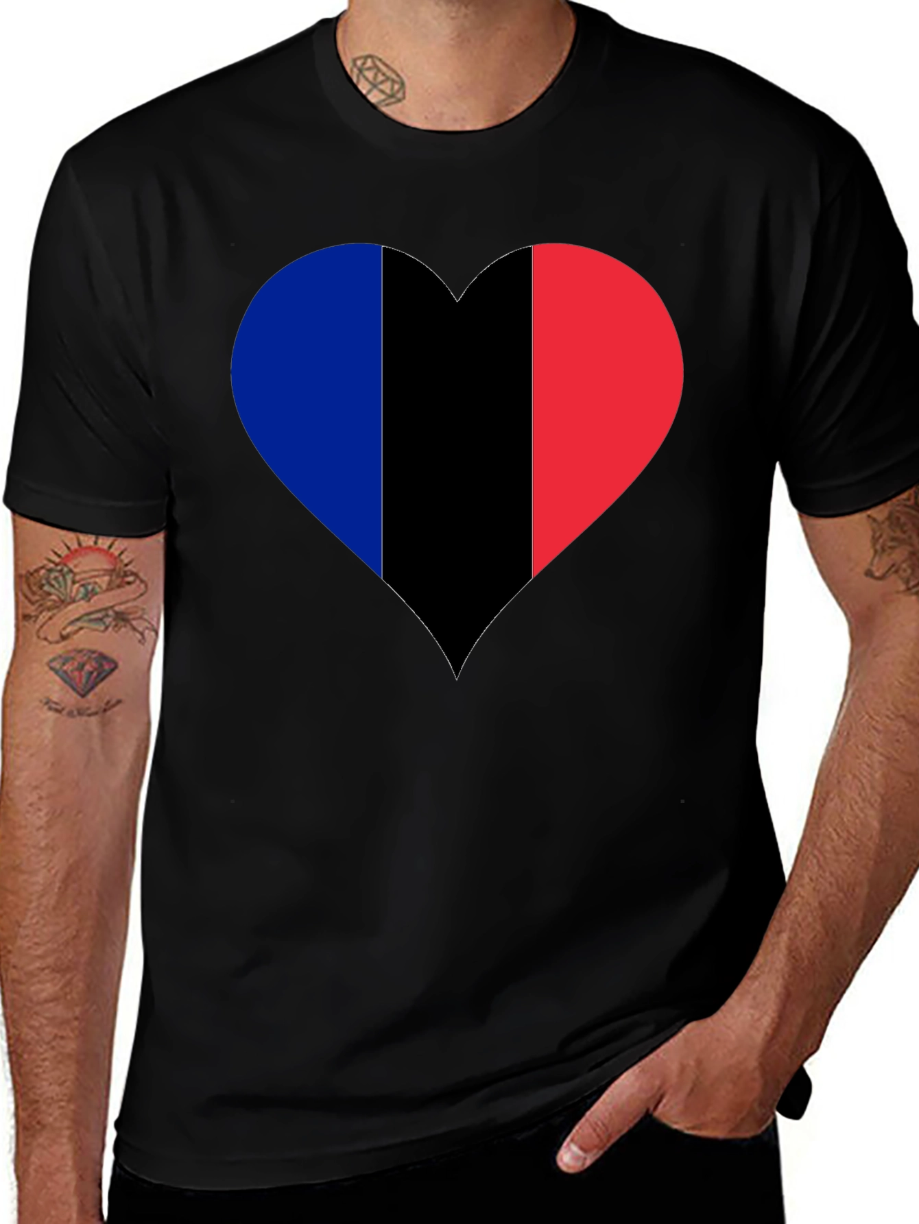 French Flag Heart Graphic T-Shirt