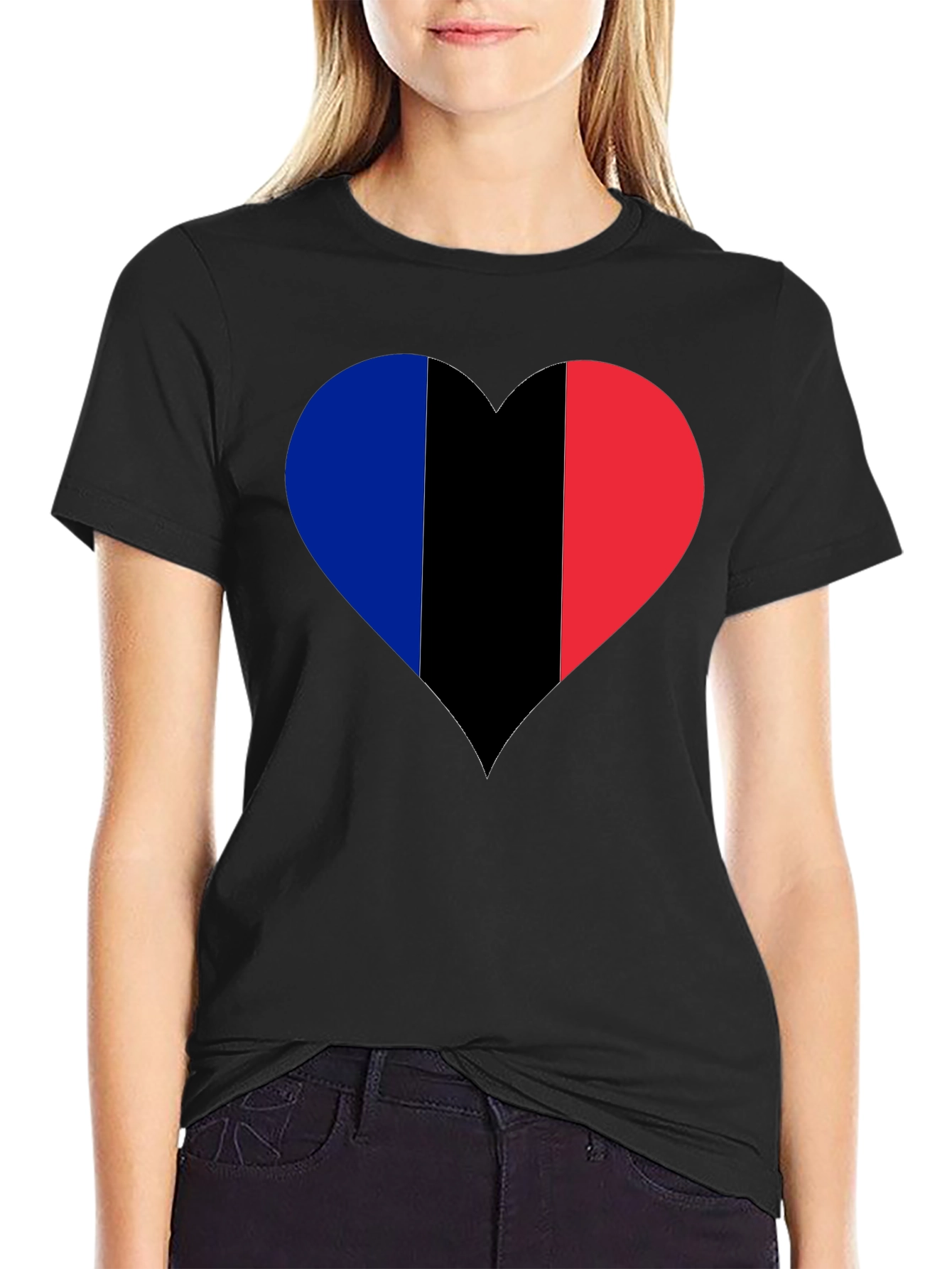 French Flag Heart Graphic T-Shirt