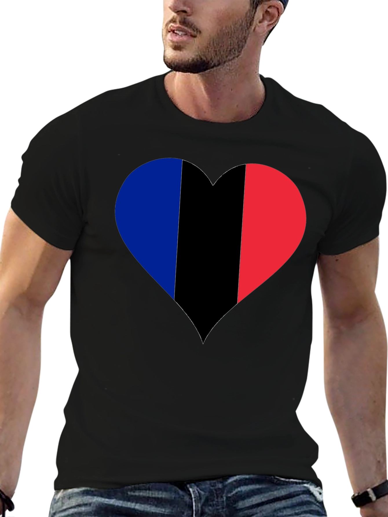 French Flag Heart Graphic T-Shirt
