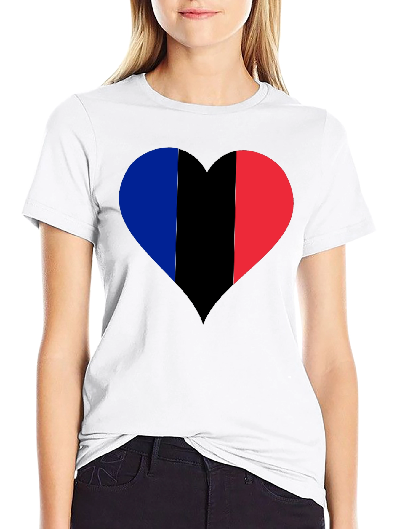 French Flag Heart Graphic T-Shirt