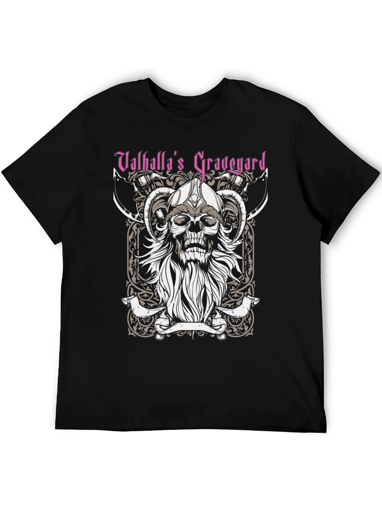 Valhallas Graveyard Viking Skull Graphic Tee