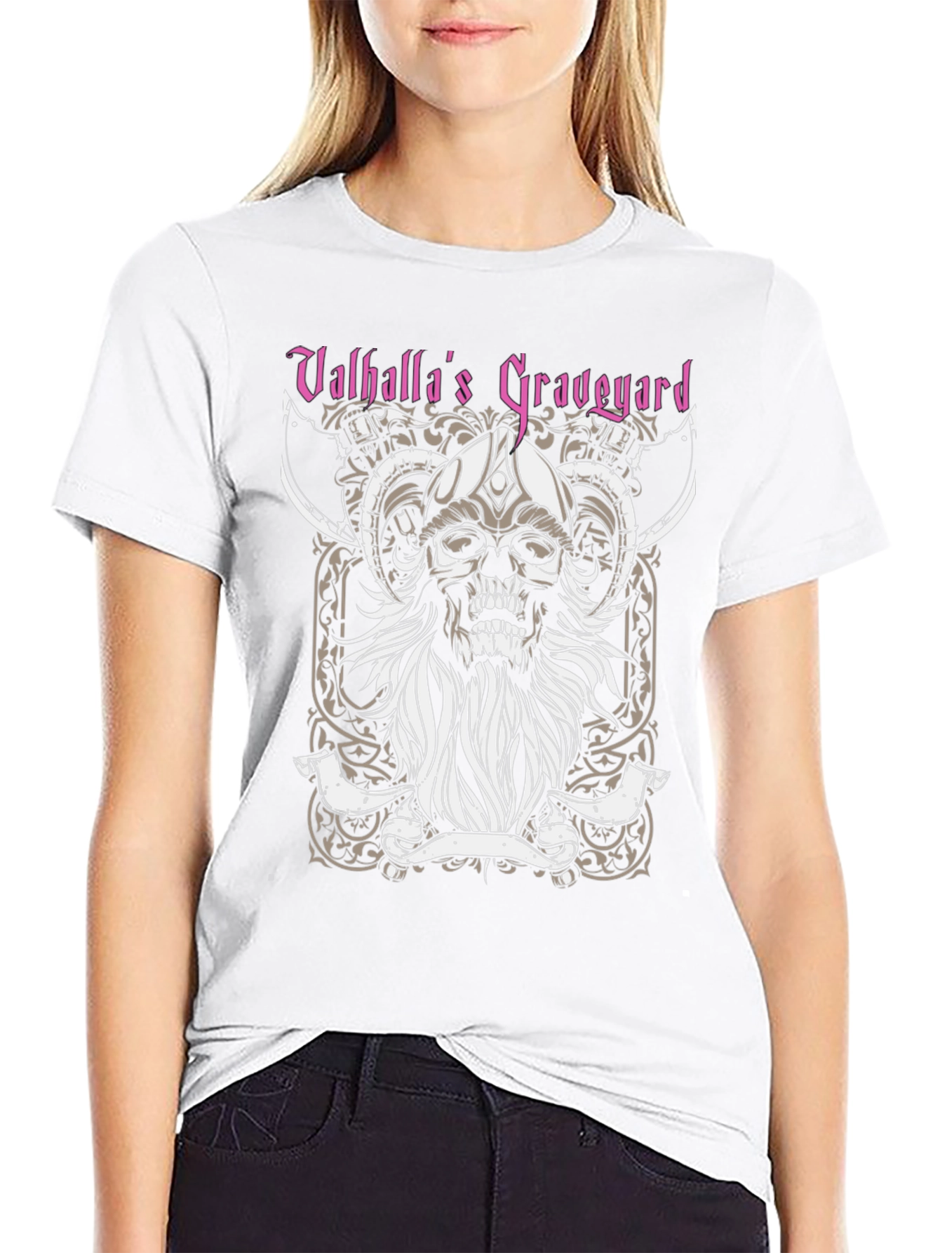 Valhallas Graveyard Viking Skull Graphic Tee