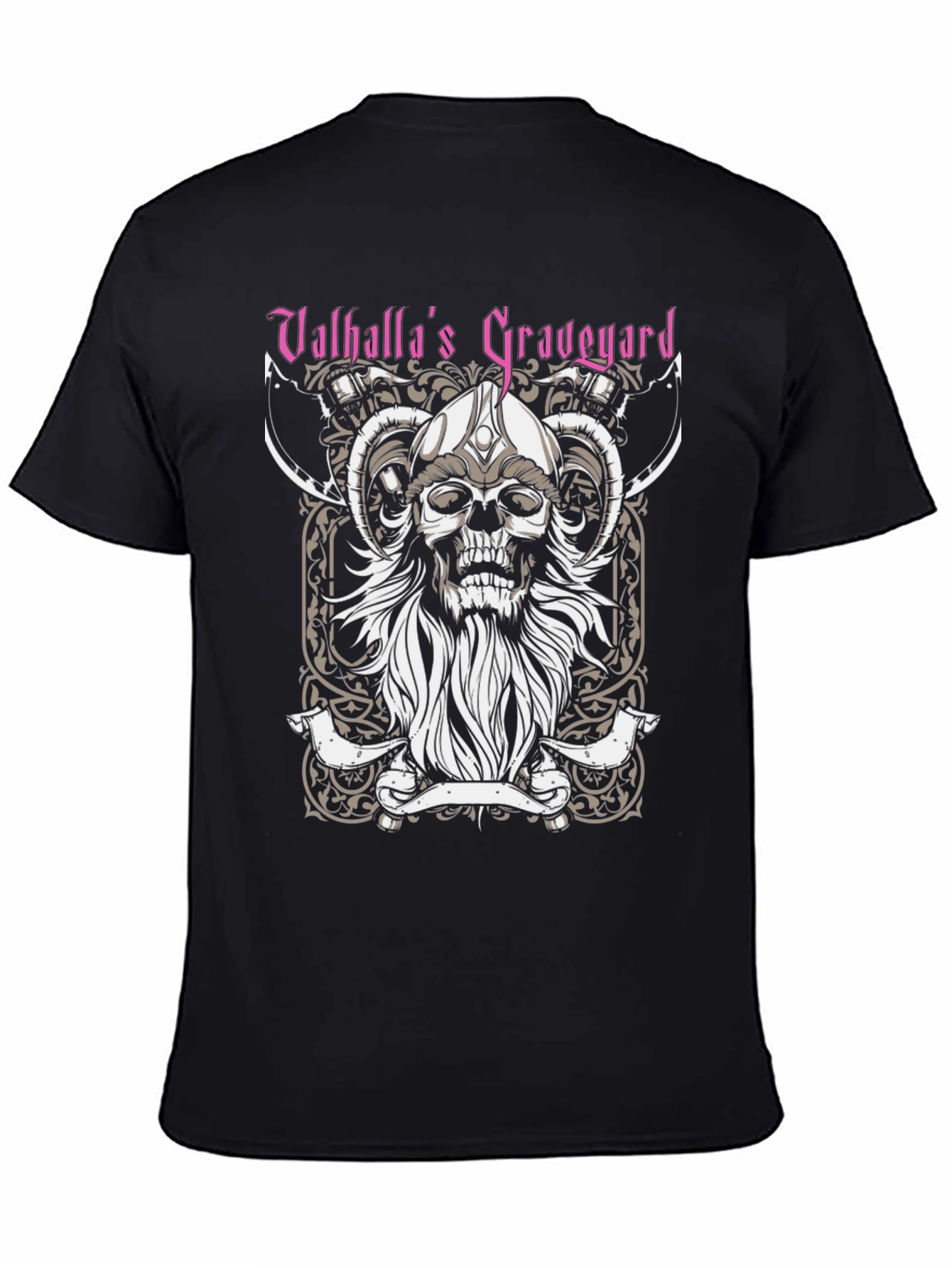 Valhallas Graveyard Viking Skull Graphic Tee