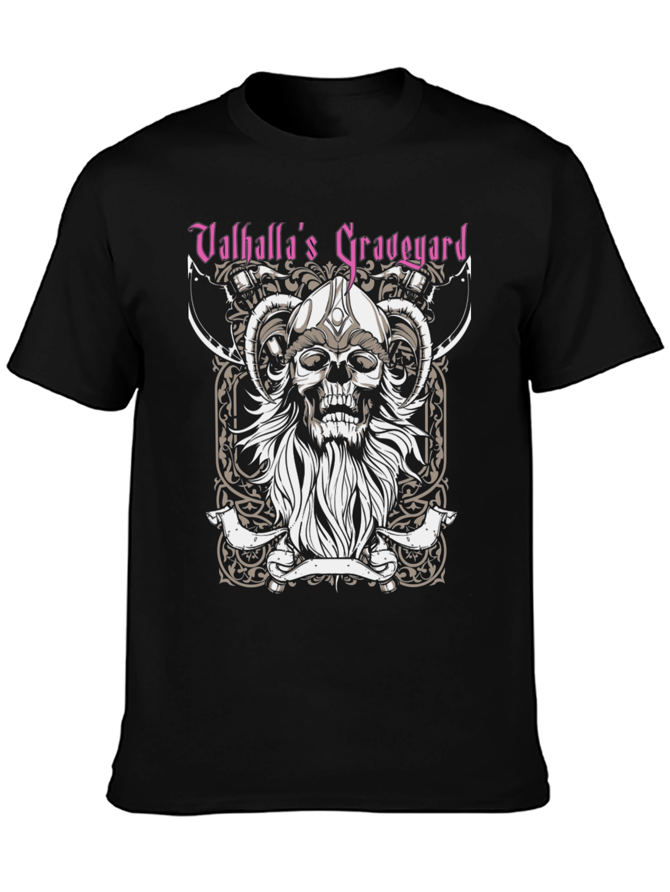 Valhallas Graveyard Viking Skull Graphic Tee