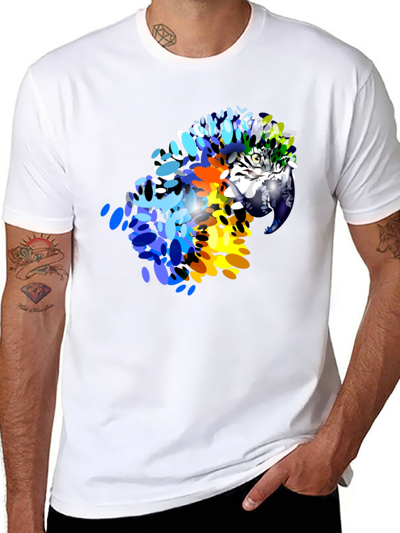 Vibrant Parrot Graphic T-Shirt - Stylish Mens Tee