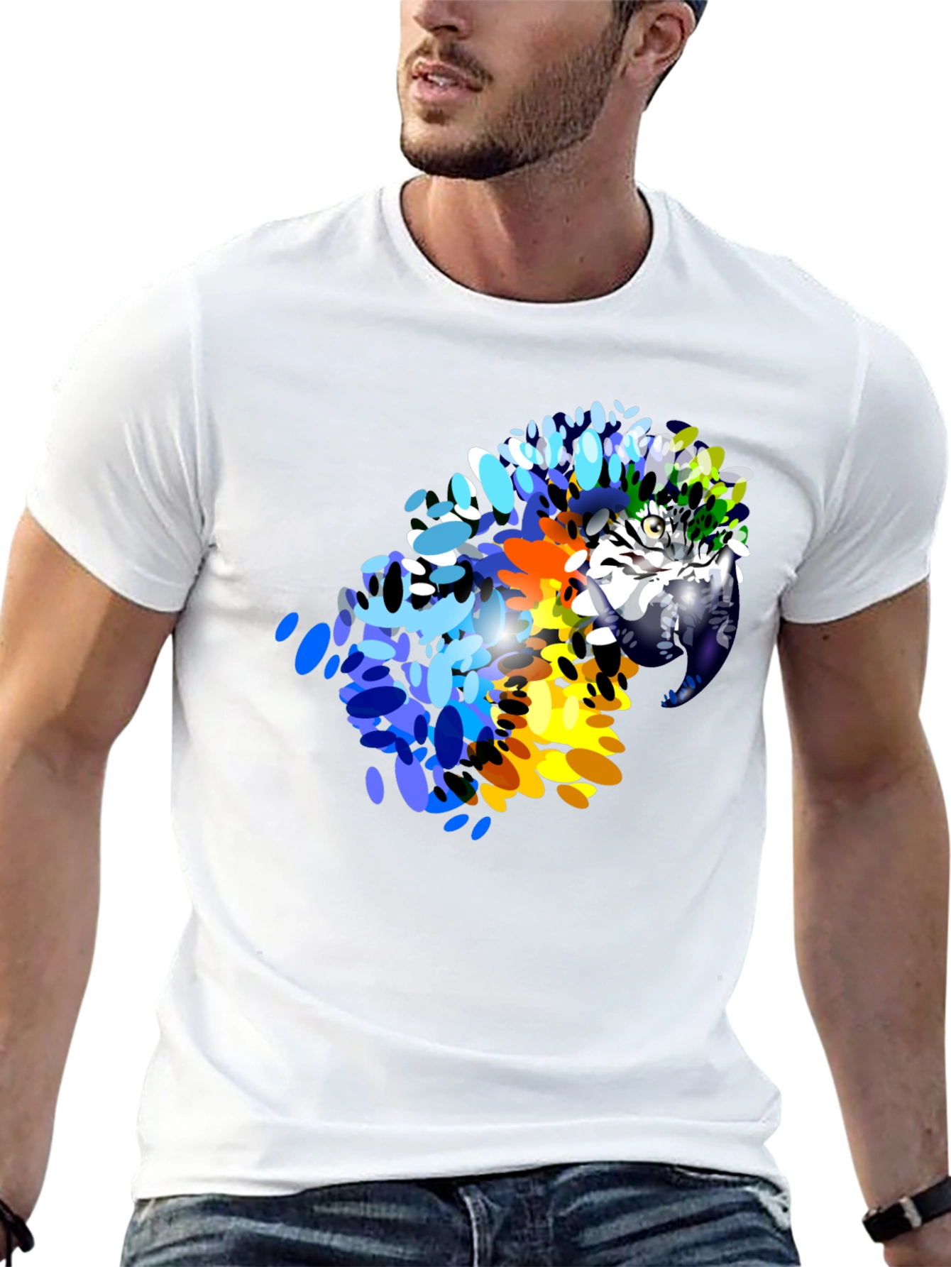 Vibrant Parrot Graphic T-Shirt - Stylish Mens Tee