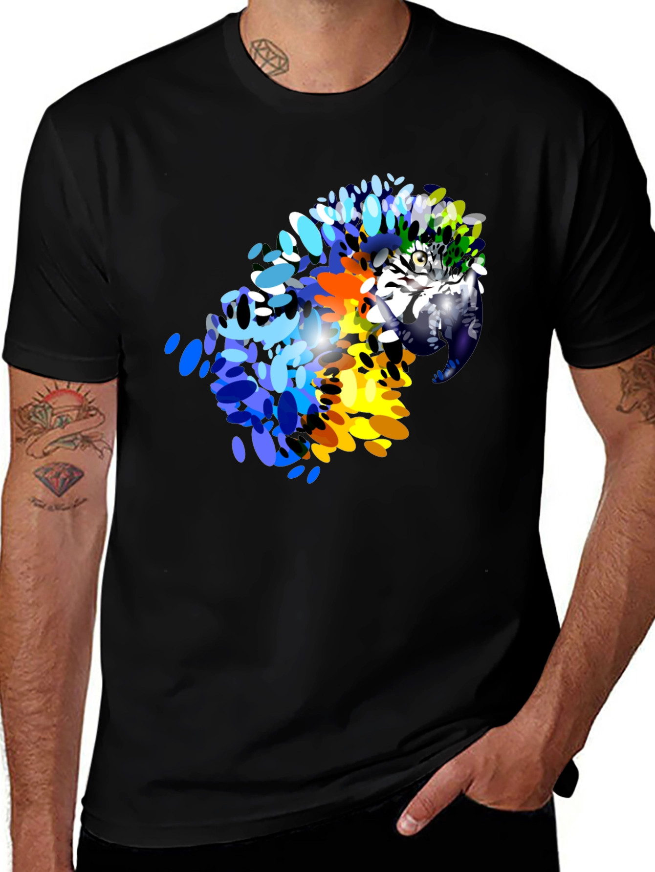 Vibrant Parrot Graphic T-Shirt - Stylish Mens Tee