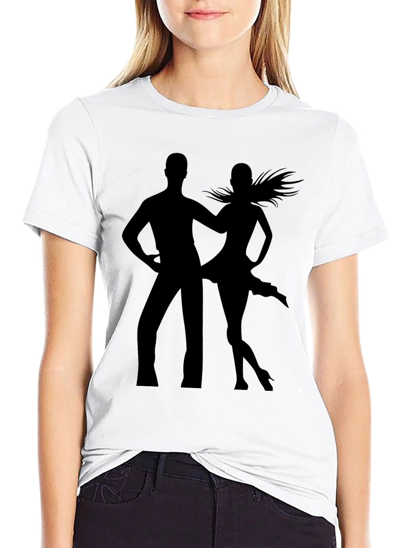 Dancing Duo Graphic Tee - Stylish Silhouette Design