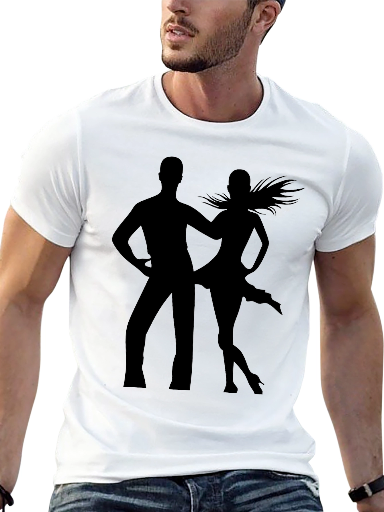 Dancing Duo Graphic Tee - Stylish Silhouette Design