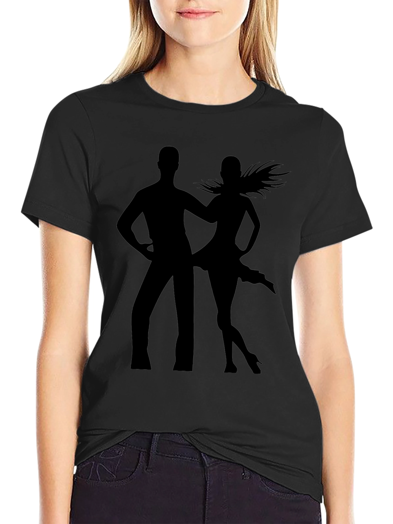 Dancing Duo Graphic Tee - Stylish Silhouette Design