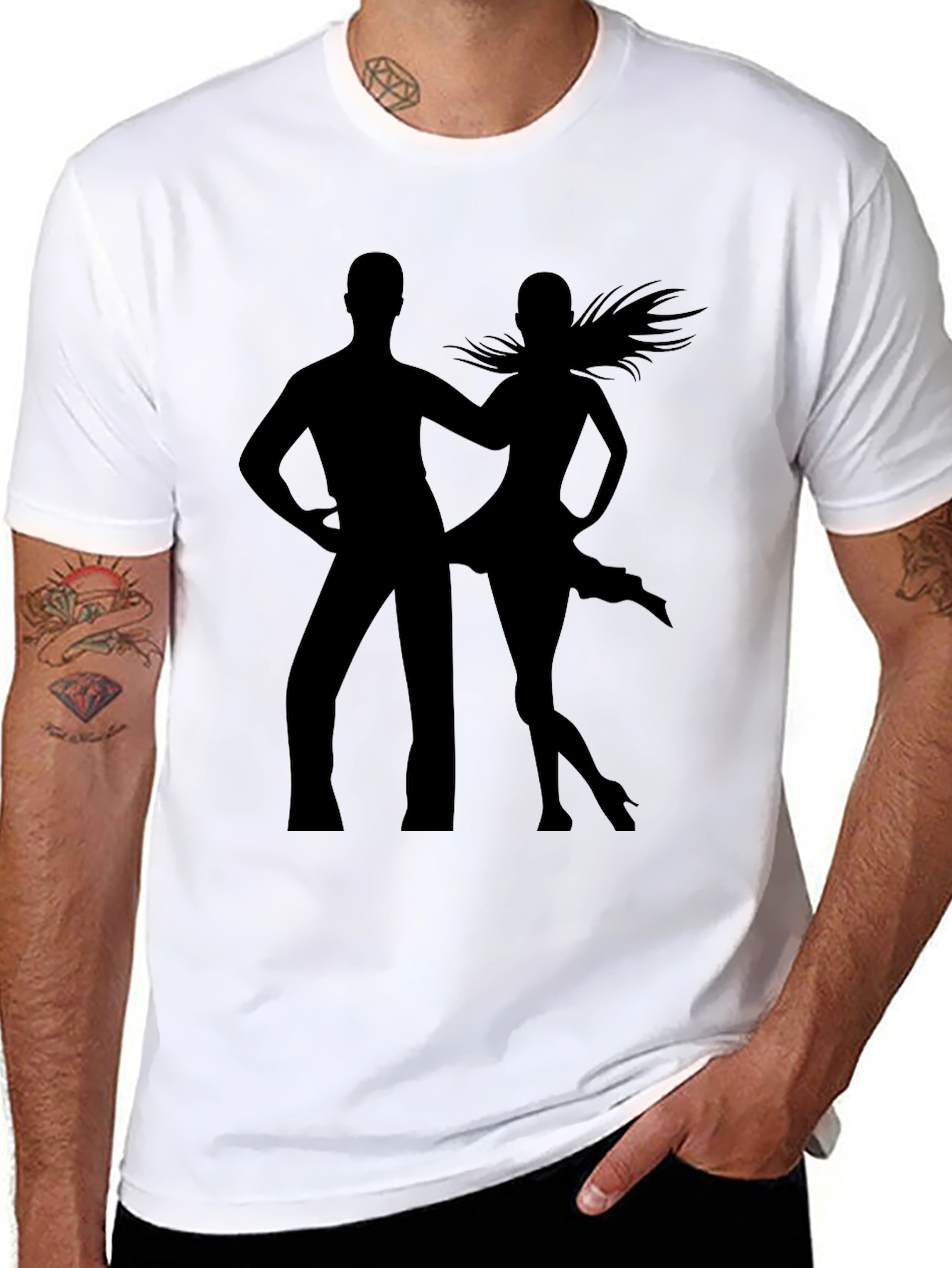 Dancing Duo Graphic Tee - Stylish Silhouette Design