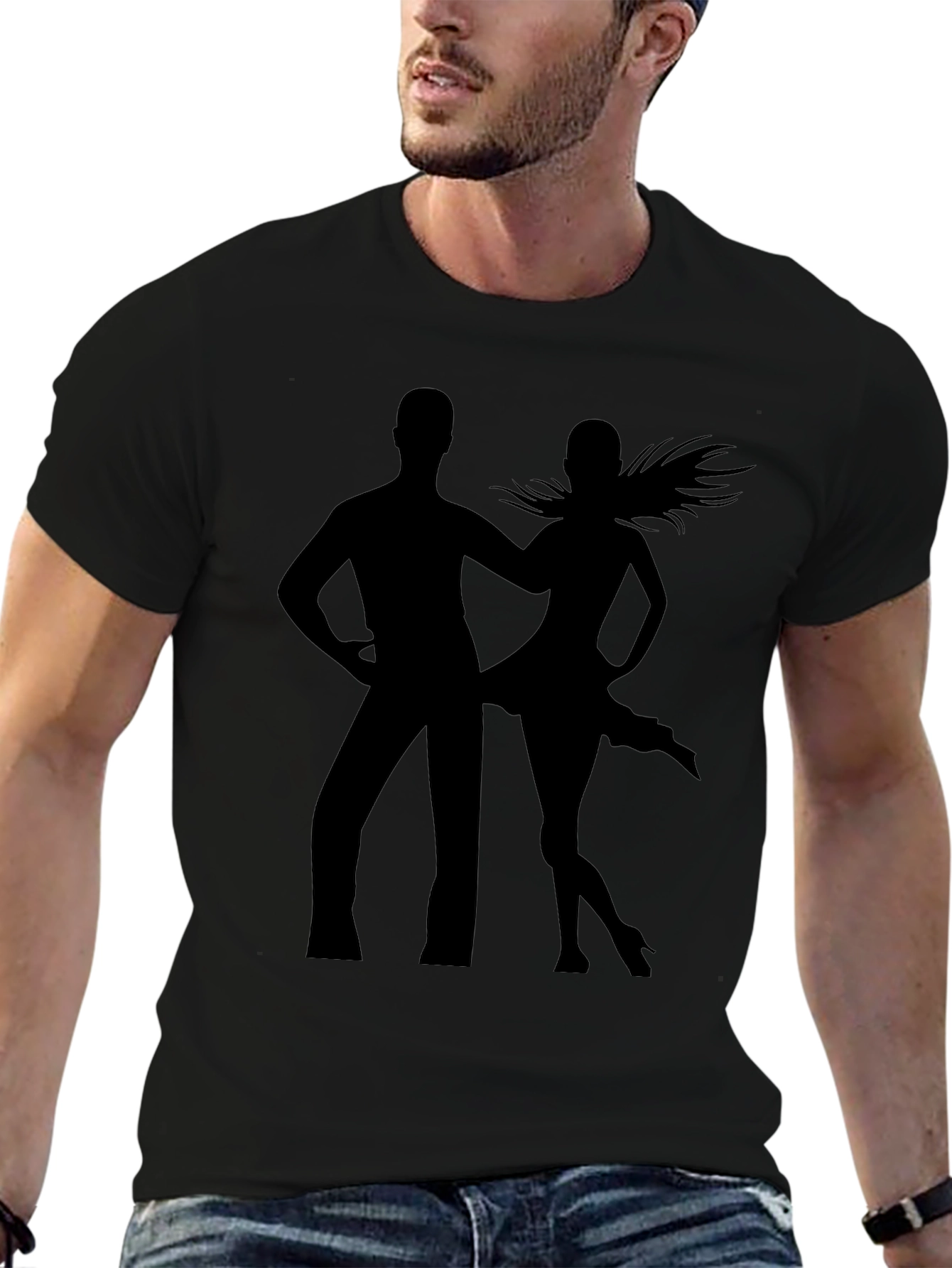 Dancing Duo Graphic Tee - Stylish Silhouette Design