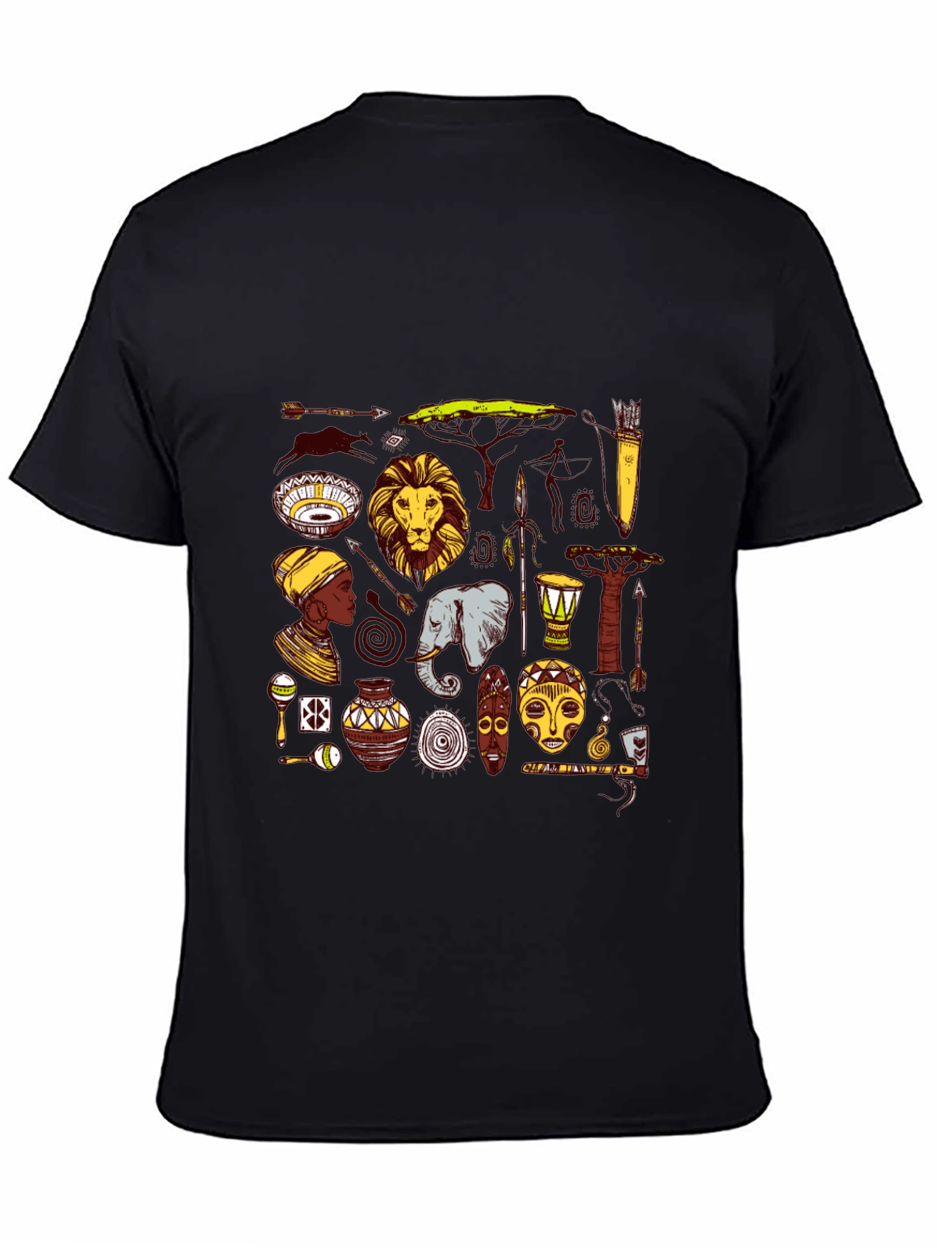 African Culture Graphic Tee - Black Cotton T-Shirt