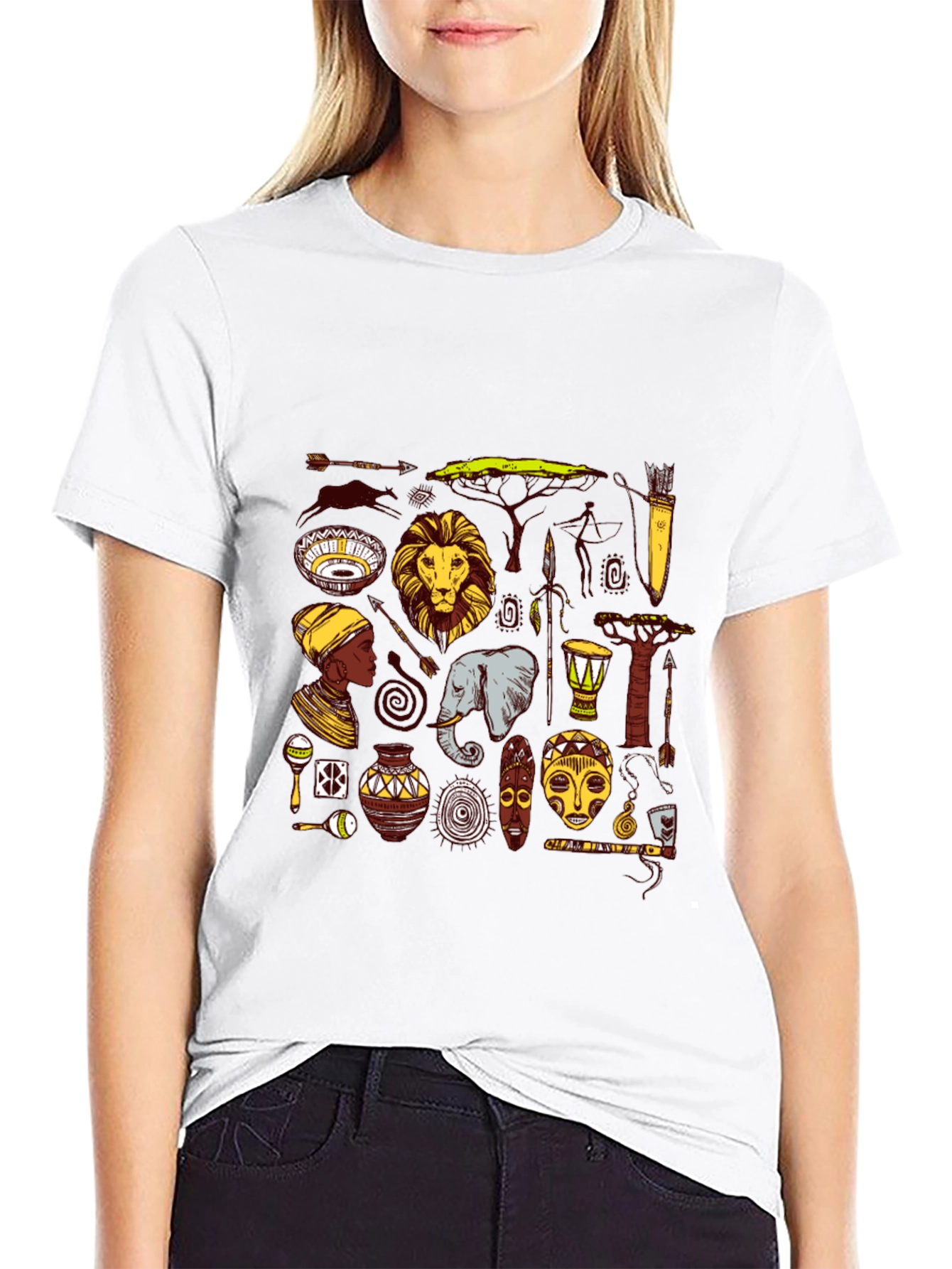 African Culture Graphic Tee - Black Cotton T-Shirt