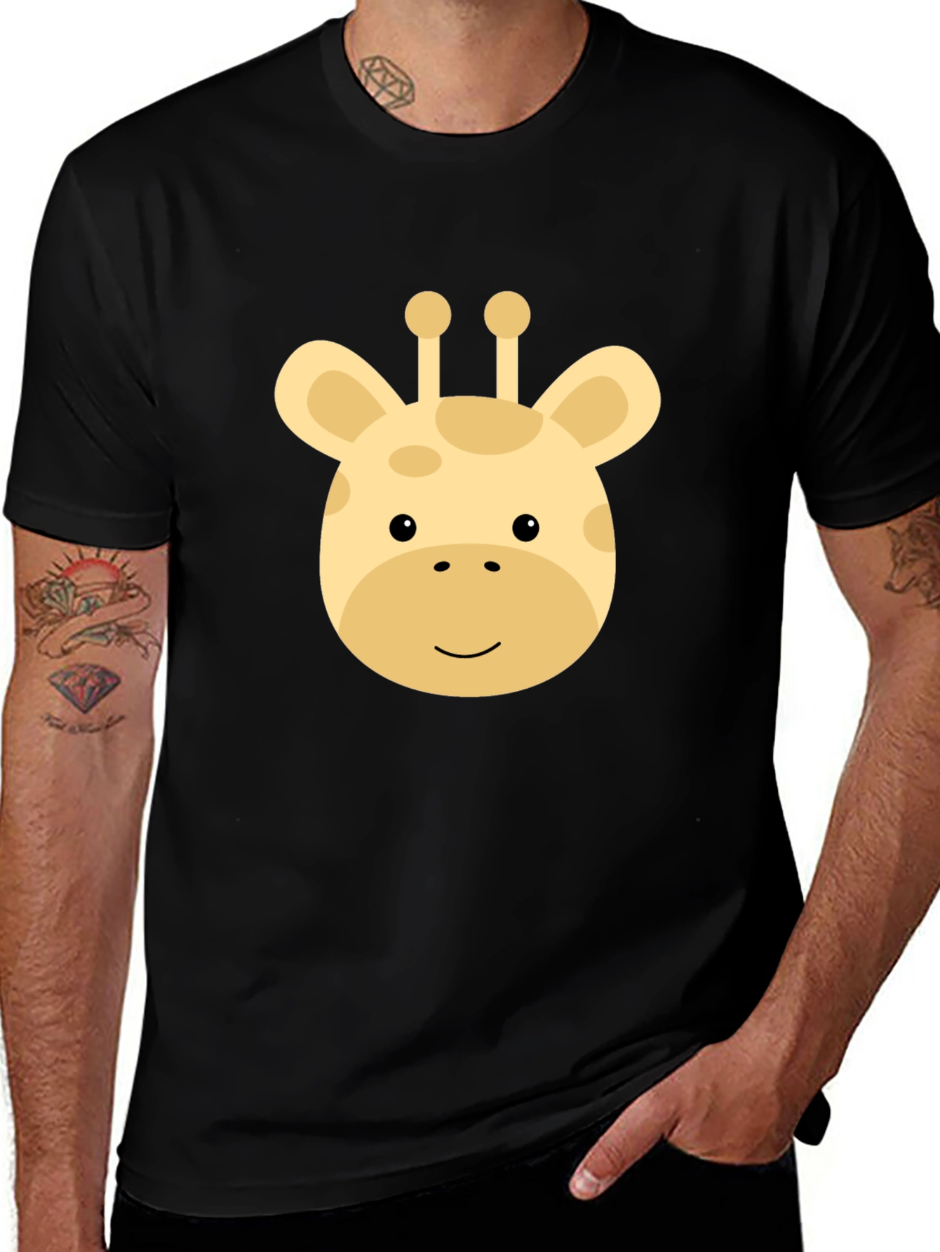 Cute Giraffe Graphic Tee - Black T-Shirt