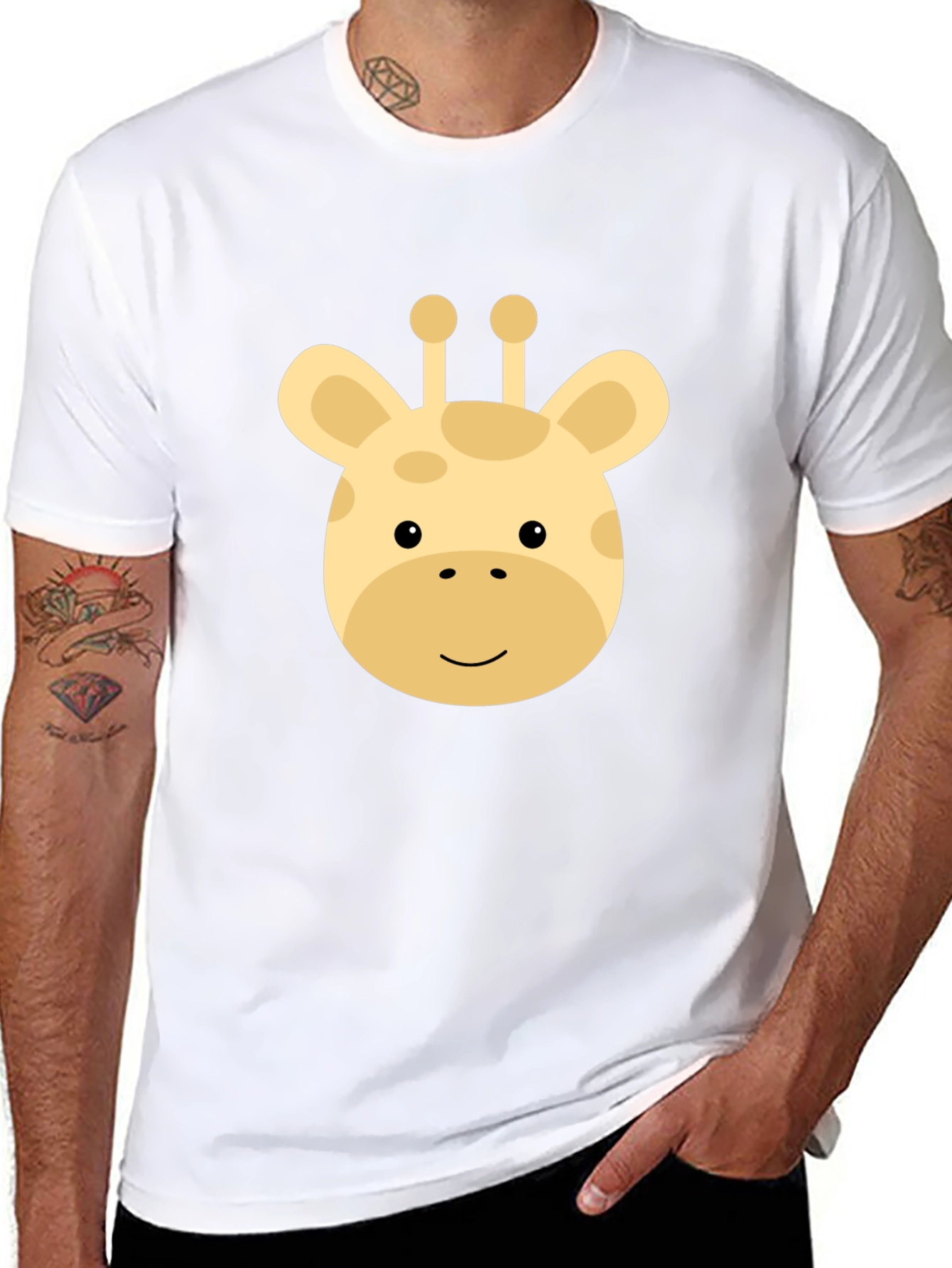 Cute Giraffe Graphic Tee - Black T-Shirt