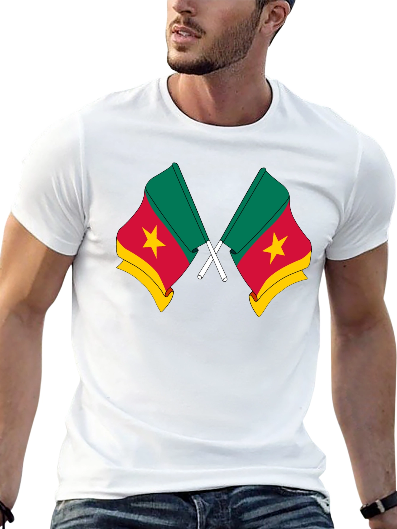Cameroon Flag T-Shirt - Black Cotton Tee