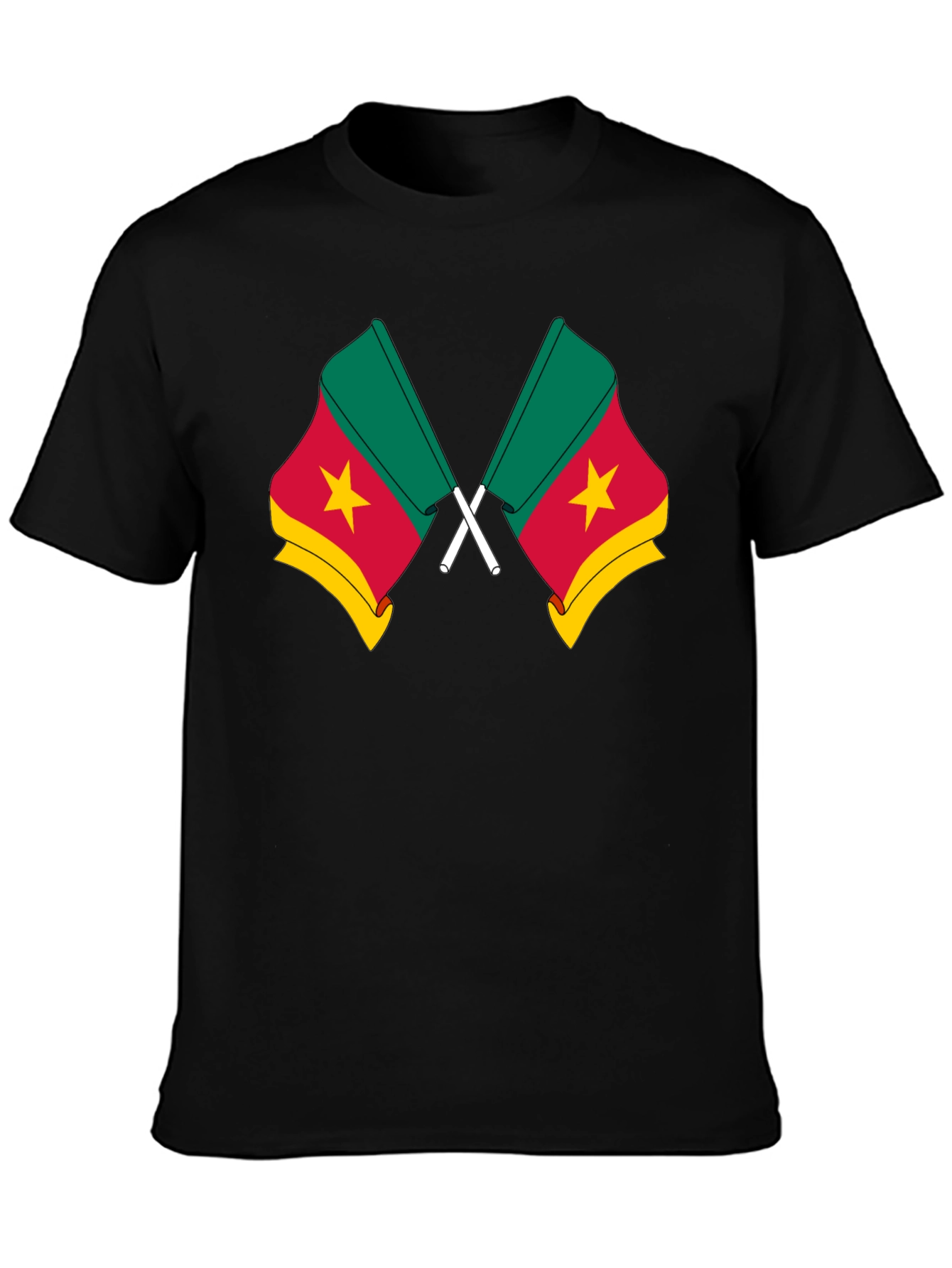 Cameroon Flag T-Shirt - Black Cotton Tee