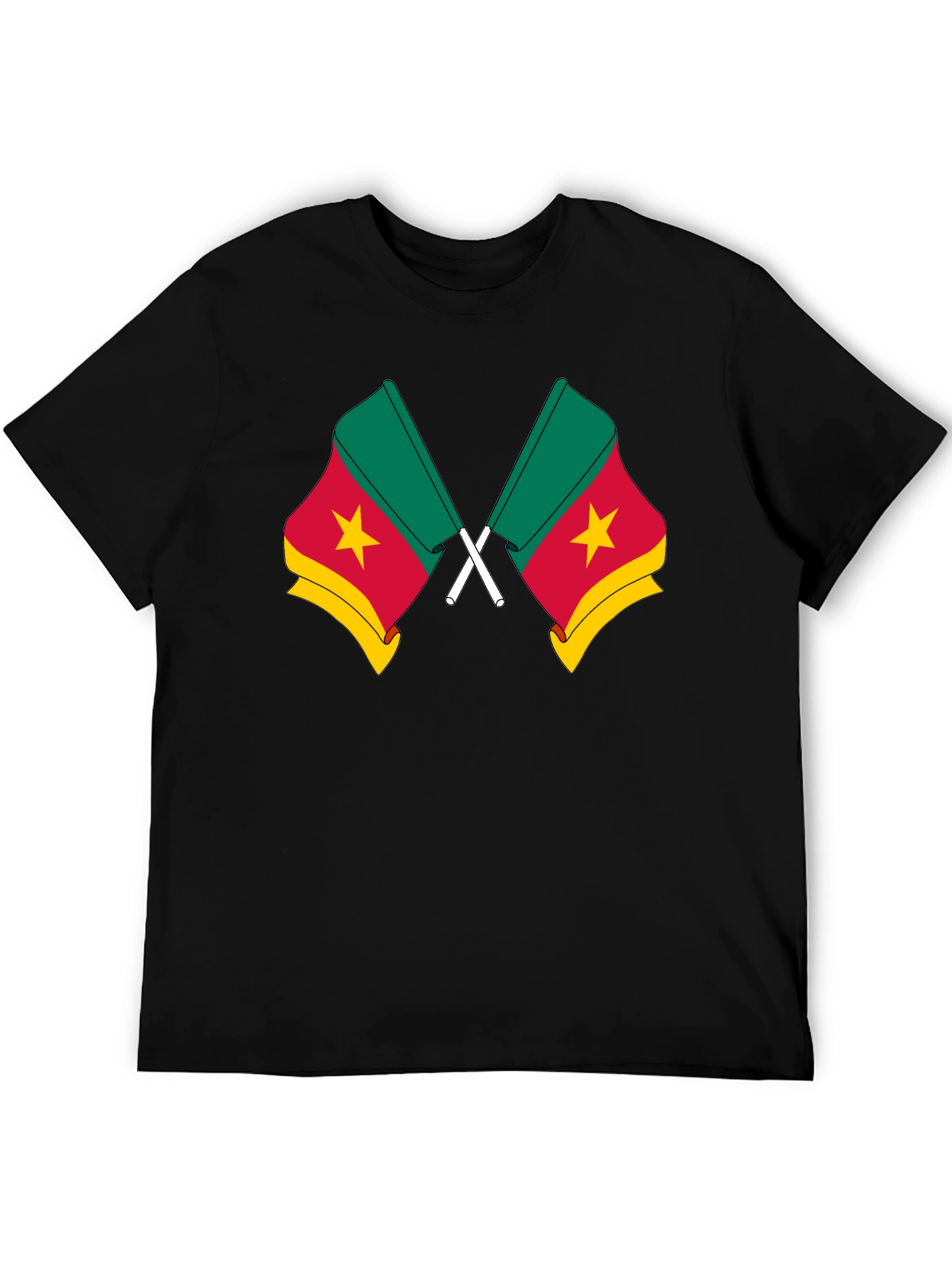 Cameroon Flag T-Shirt - Black Cotton Tee