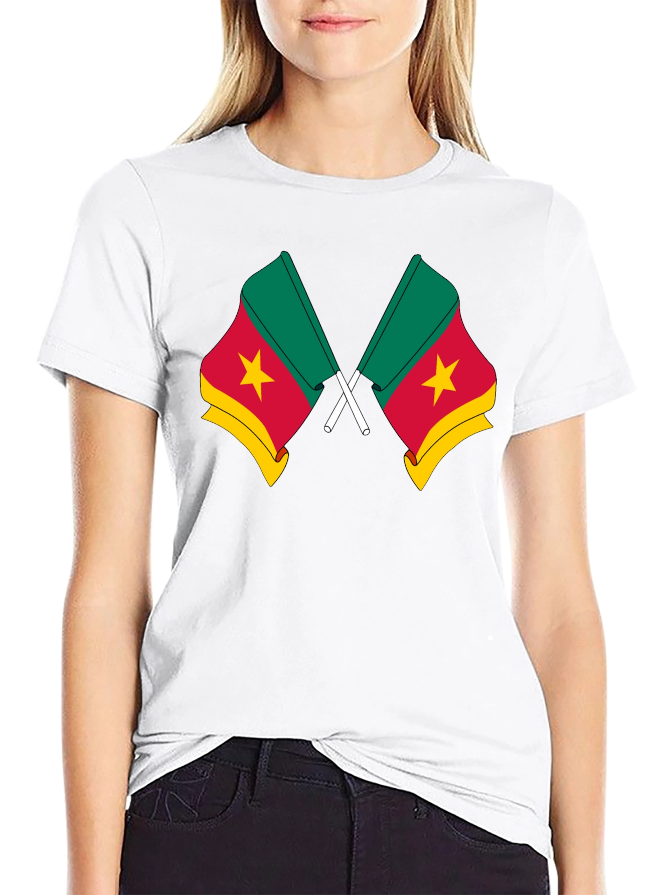 Cameroon Flag T-Shirt - Black Cotton Tee