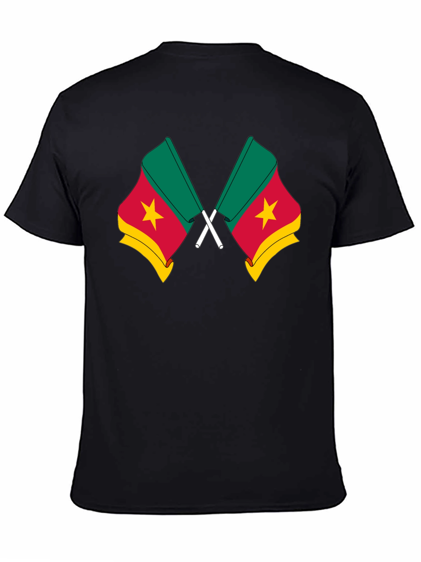 Cameroon Flag T-Shirt - Black Cotton Tee