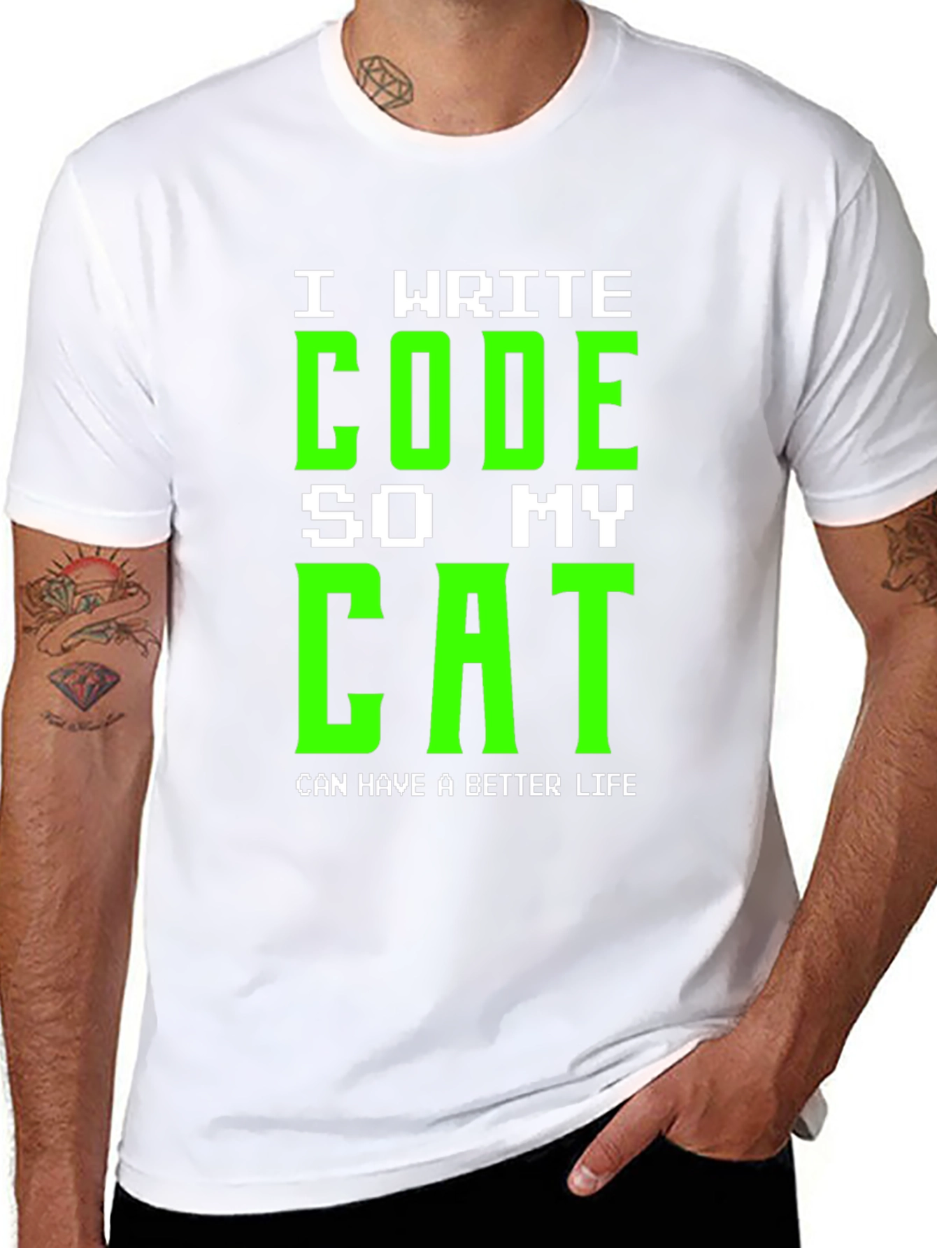 I Write Code So My Cat Black T-Shirt